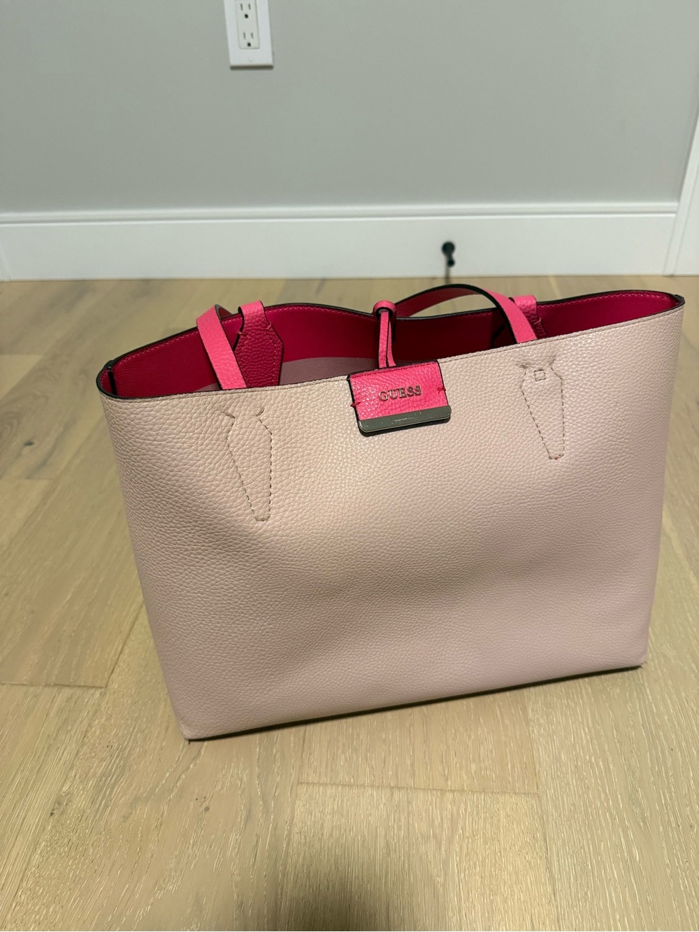 GUESS Blush Pink Tote with Hot Pink Interior